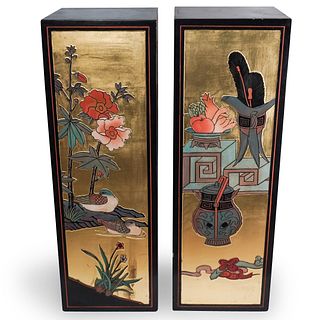 Pair Of Chinese Floral Pedestals