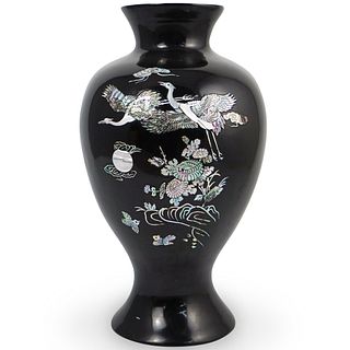Japanese Mother Of Pearl Wood Vase