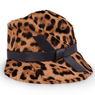 Vintage Leopard & Leather Ladies Hat