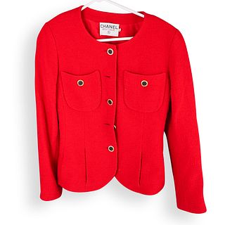 Vintage Chanel Tweed Red Jacket