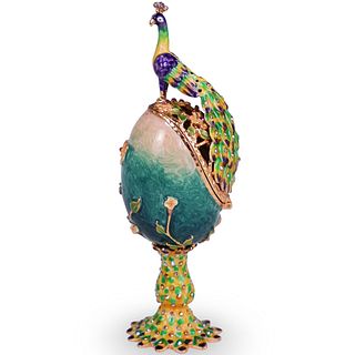 "AKM" Peacock Enameled Egg