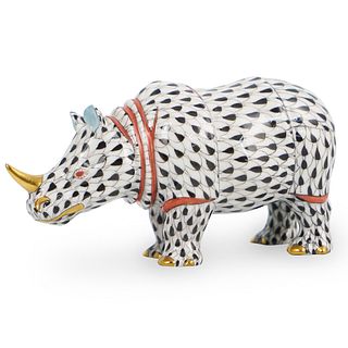 Herend Porcelain Fishnet Rhino Figurine