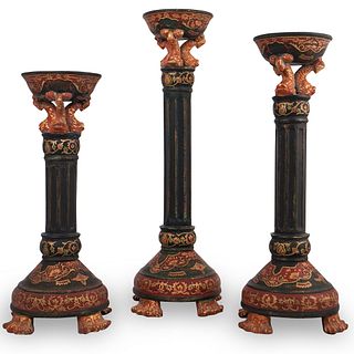 Terracotta Footed Candle Holder Set