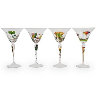 (4 Pc) Hand Painted Bar Glasses