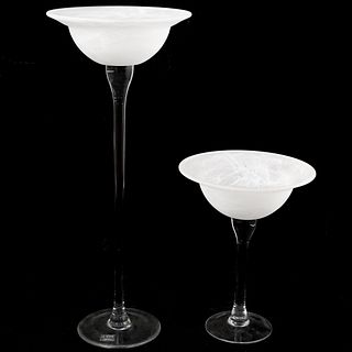 Pair of Frosted Glass Candle Holders