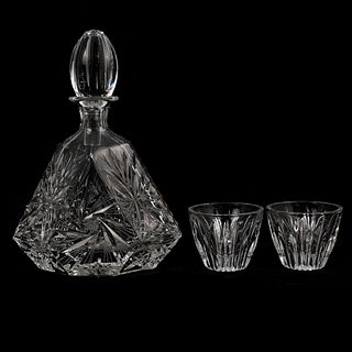 (3 Pc) Crystal Decanter and Cups