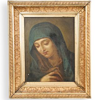 19th Cent. Virgin Mary Oil Painting