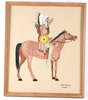 Arapahoe Artist Carl Sweezy (1881–1953) Watercolor