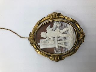 Antique Victorian Cameo Angel painting