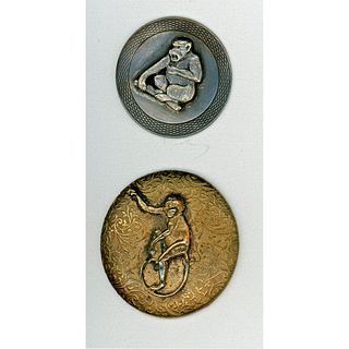 TWO DIVISION 3 ASSORTED METAL MONKEY BUTTONS