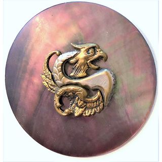 A BEAUTIFUL SHADED DIV. 1 PEARL BUTTON WITH A DRAGON