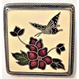 ONE CHINESE CLOISSONE FOIL ENAMEL IRD AND FLOWER BUTTON