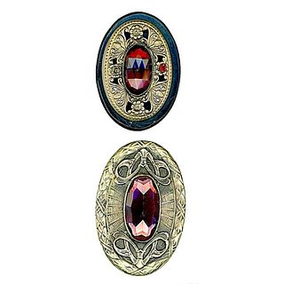 1 DIV. 1 AND 1 DIV. 3 LARGE OVAL JEWEL BUTTONS