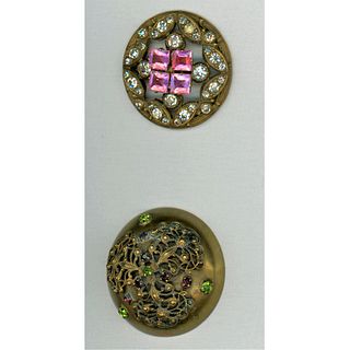 TWO DIVISION ONE PIERCED JEWELED BUTTONS