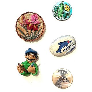 FIVE BUTTONS BY VARIOUS STUDIO ARTISTS