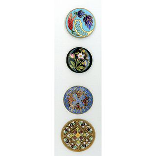 A SMALL GEOUPING OF VARIOUS TECHNIQUE ENAMEL BUTTONS