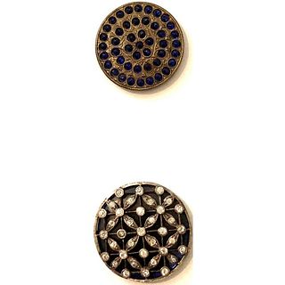 TWO DIVISION 1 COBALT BLUE JEWEL BUTTONS