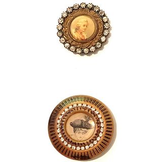 TWO DIV. 1 AND DIV. 3 PASTE BORDERED LITHO BUTTONS