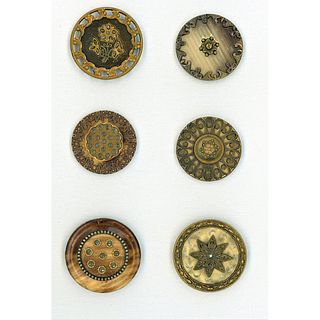 SIX DIVISION ONE VICTORIAN PERIOD CELLULOID BUTTONS