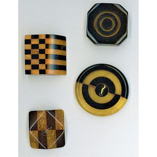 GROUP OF FOUR BAKELITE LAMINATE BUTTONS