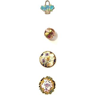 4 DIVISION 1 AND 3 BEAUTIFUL ASSORTED FLORAL BUTTONS
