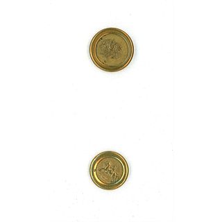 TWO DIVISION ONE BRASS JACKSONIAN BUTTONS