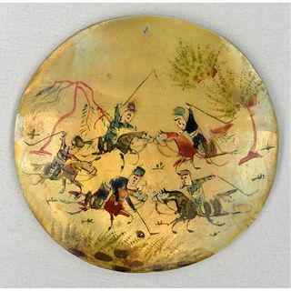A SCARCE PERSIAN PAINTING ON PEARL BUTTON