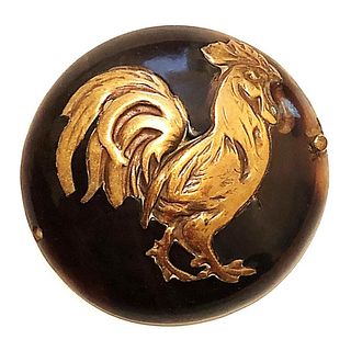 A RARE INLAID TORTOISE SHELL OVER HORN ROOSTER