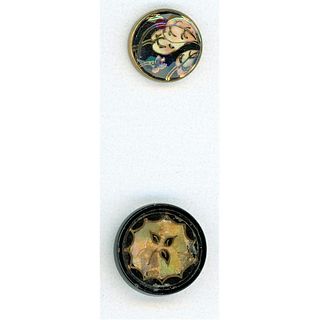 TWO UNUSUAL SMALL DIVISION 1 FLORAL BUTTONS