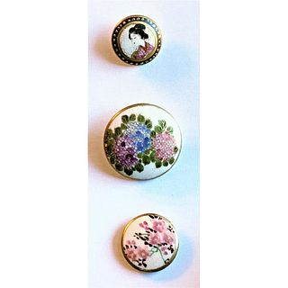 THREE DIVISION 1 AND 3 SATSUMA BUTTONS FROM JAPAN