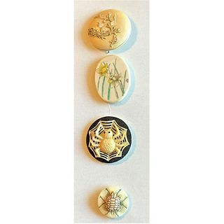 FOUR DIVISION 3 HIGH QUALITY CARVED BONE BUTTONS