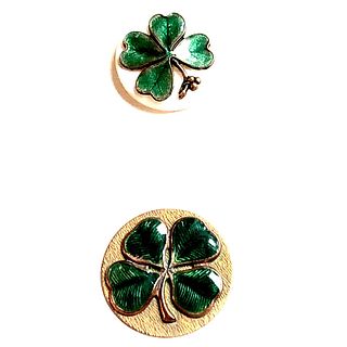 TWO DIVISION 1 ASSORTED MATERIAL 4 LEAF CLOVER BUTTONS