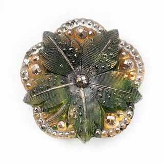 A MAGNIFICENT AND UNUSUAL DESIGNED LACY GLASS BUTTON