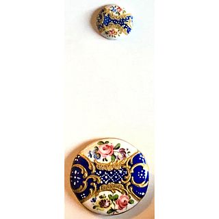 TWO LATE 18TH CENTURY ENAMEL & COUNTER ENAMELED BUTTONS