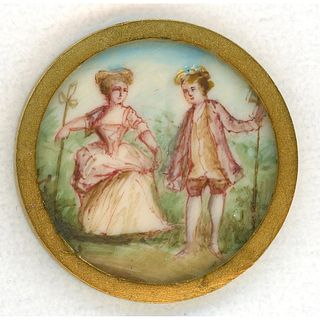 A BEAUTIFUL HAND PAINTED UNDER GLASS OF LOVERS
