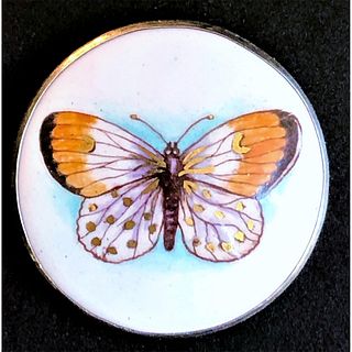 AN ENAMEL BUTTON FROM THE MOTIWALA STUDIOS OF INDIA
