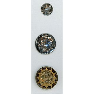  A NICE TRIO OF METAL HEAD BUTTONS