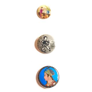 THREE DIVISION ONE PORCELAIN HAND DECORATED BUTTONS