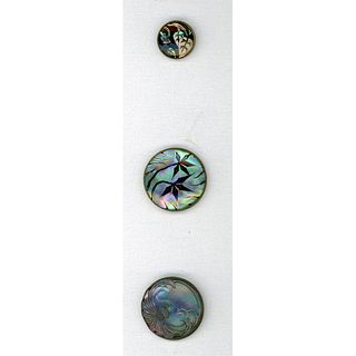 A GROUP OF 3 DESIGN UNDER GLASS DIVISION 1 BUTTONS.