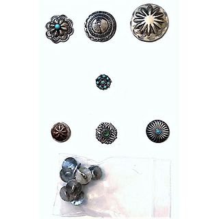 17 AMERICAN INDIAN SILVER/COPPER BUTTONS