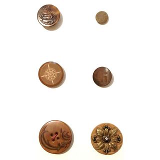 A GROUP OF SIX DIVISION 1 VEGETABLE IVORY BUTTONS
