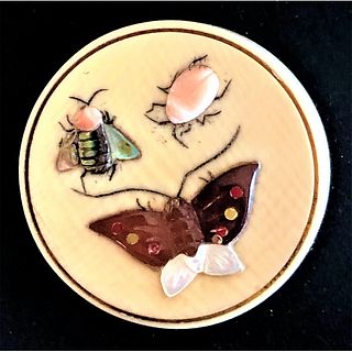 ONE DRUM LIKE SHIBAYAMA INLAY BUTTON WITH INSECTS