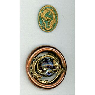 TWO DIV 1 AND DIV 3 BUTTONS DEPICTING DRAGONS