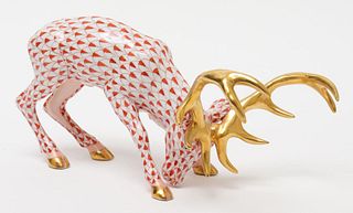 Herend "Reindeer" Fishnet Porcelain Figure