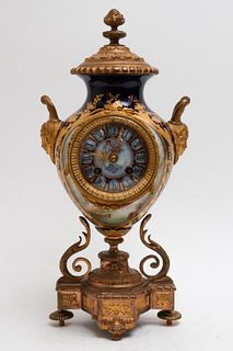 A.D. Mougin French Porcelain & Ormolu Mantel Clock