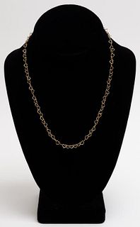 Vintage 18K Yellow Gold Heart Motif Chain Necklace