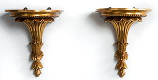 Pair of Neoclassical Style Gilt Carved Brackets