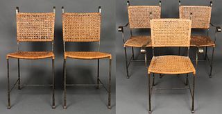 Giacometti Manner Wrought Iron & Wicker Chairs, 5