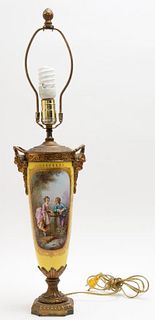 French Sevres Manner Gilt Bronze & Porcelain Lamp