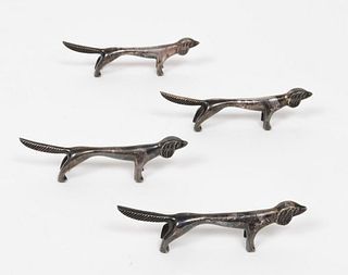 Dachshund Silver-Plate Knife Rests, Set of 4